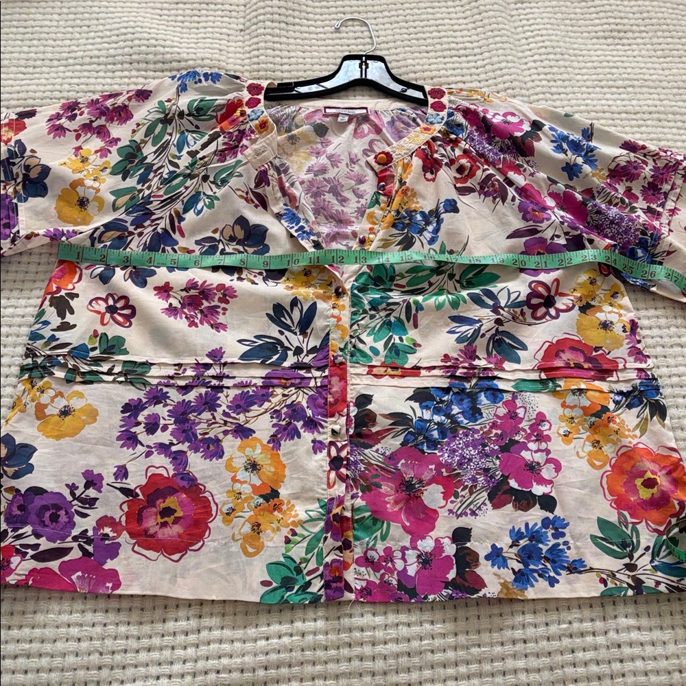 Johnny Was Pink and Yellow Floral Top - Picture 7 of 9